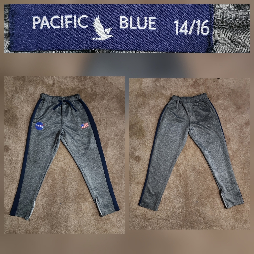 Kids Silver & Blue NASA Sweat Pants Sz 14/16